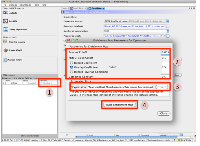 Screenshot GSEA-EM Input Panel