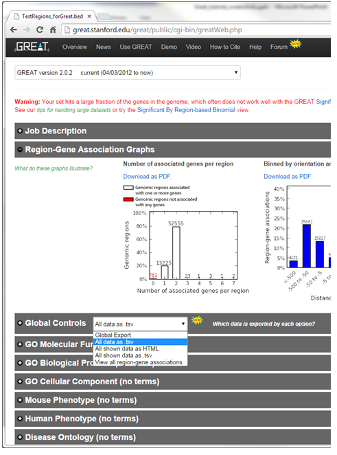 Screenshot Great Export results